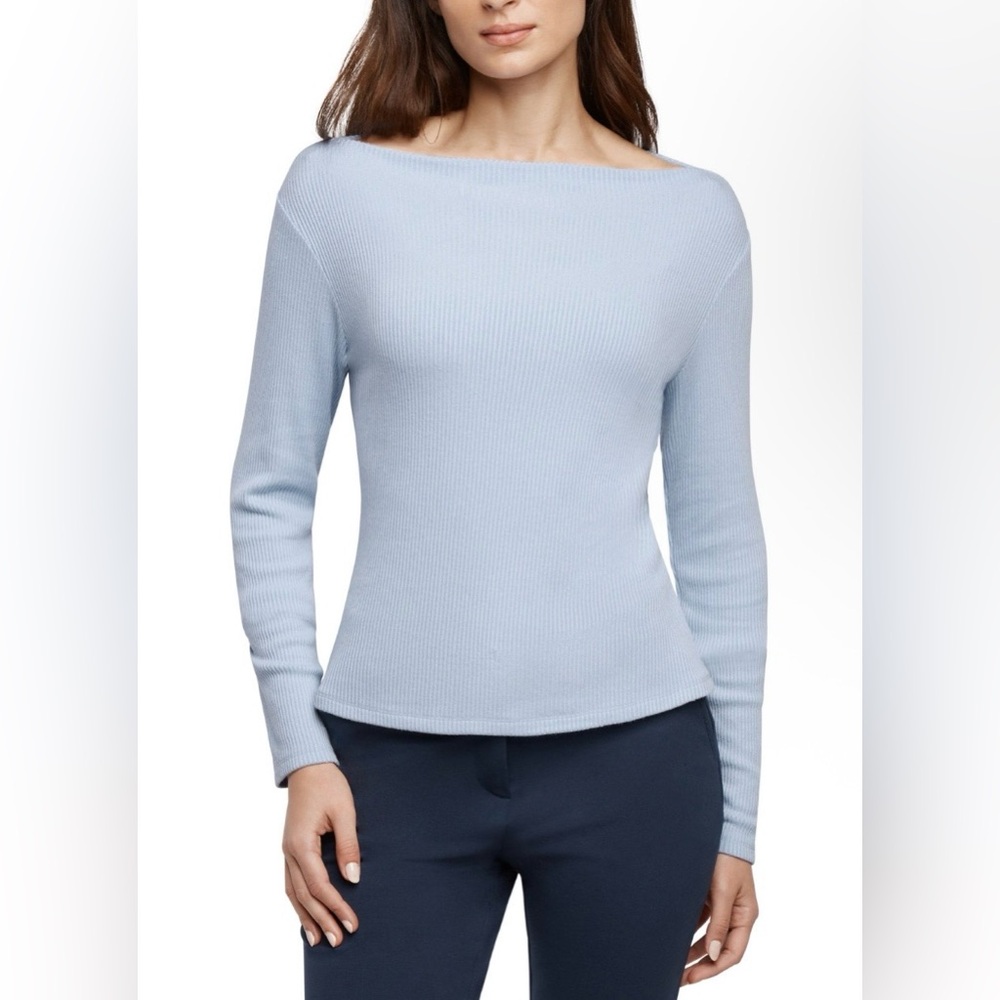 Banana Republic Cashmere Blue Ribbed Long Sleeve Top NWT